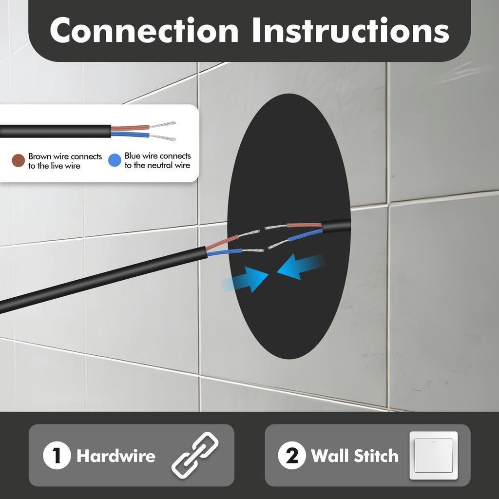 Luxury Round Smart Bathroom Mirror: Defogging, Anti-Fog, Dual Touch Control, Three Color Temperatures, Adjustable Brightness, Time Display