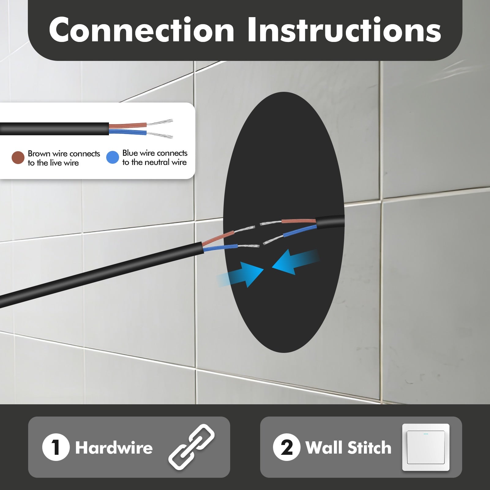 Luxury Round Smart Bathroom Mirror: Defogging, Anti-Fog, Dual Touch Control, Three Color Temperatures, Adjustable Brightness, Time Display