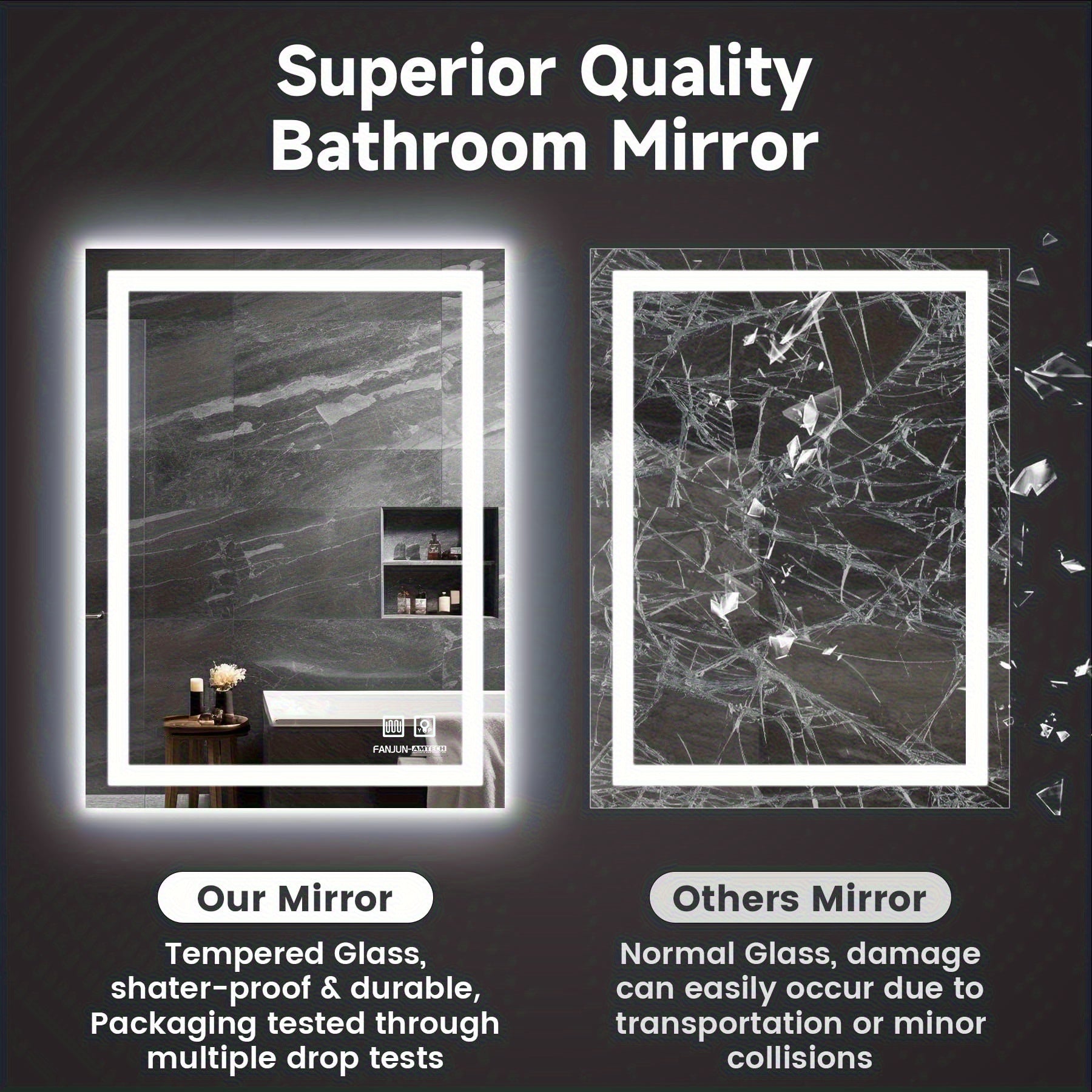 1pc LED Bathroom Mirror, Circular Mirror, with Dual Light Source 3 Lighting Modes Dimmable 3 Color Vanity Mirror Wall Mounted Horizontal Vertical