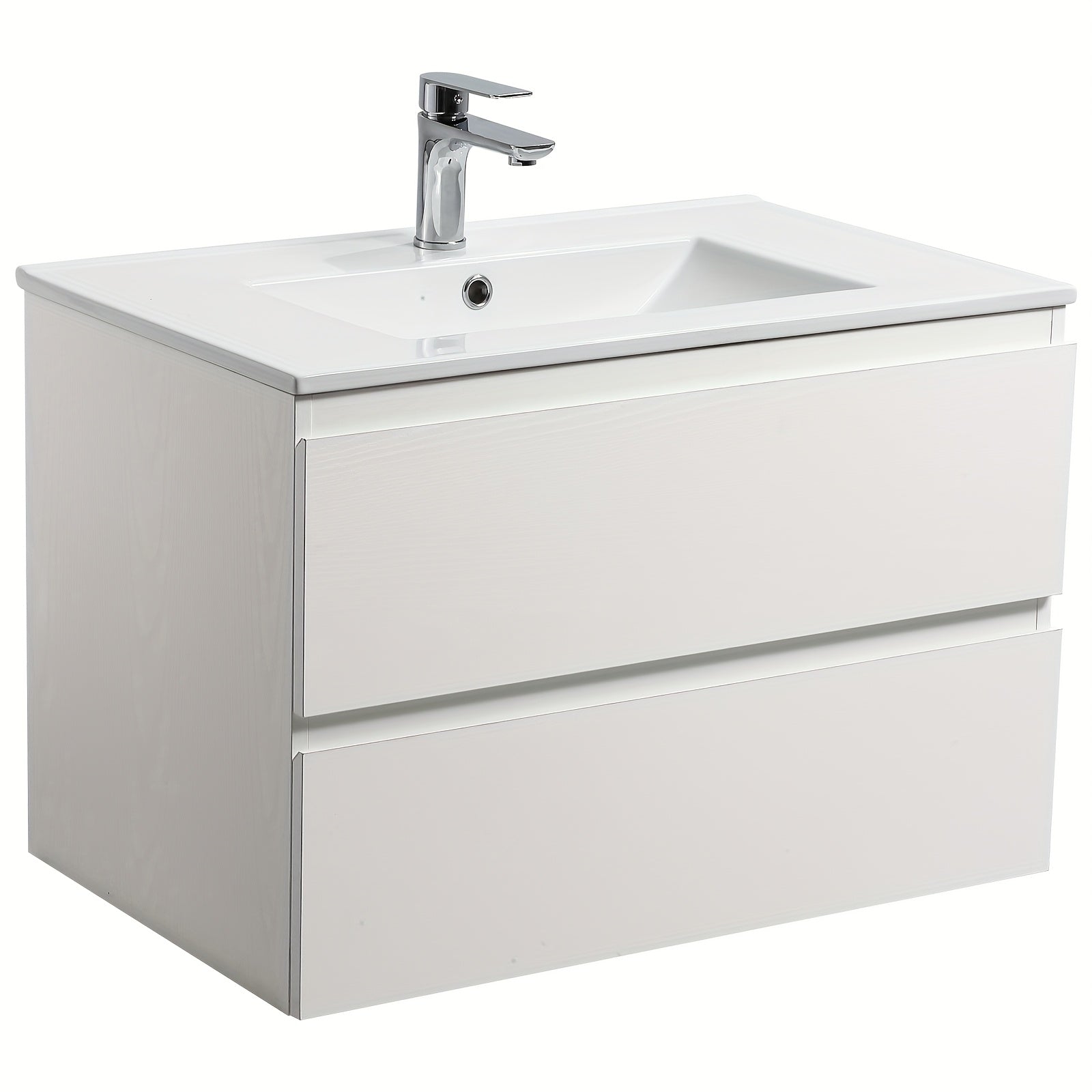 Bathroom Vanity Wall Mounted Floating Vanity Two Drawers Storage Cabinet With Ceramic Integrated Sink