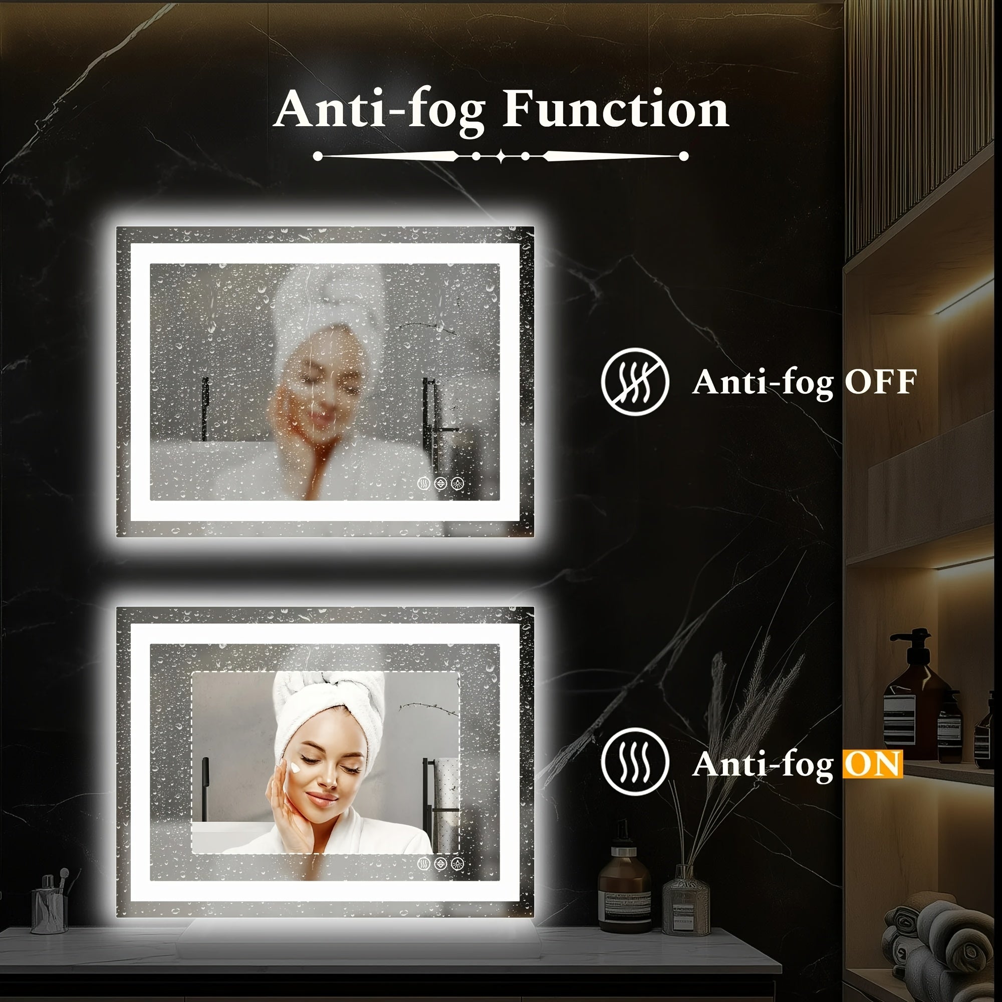 Anti-Fog Bathroom Mirror 360 Degree Rotating Wall-Mounted Stepless Dimming And Smart Memory Bathroom Special Mirror