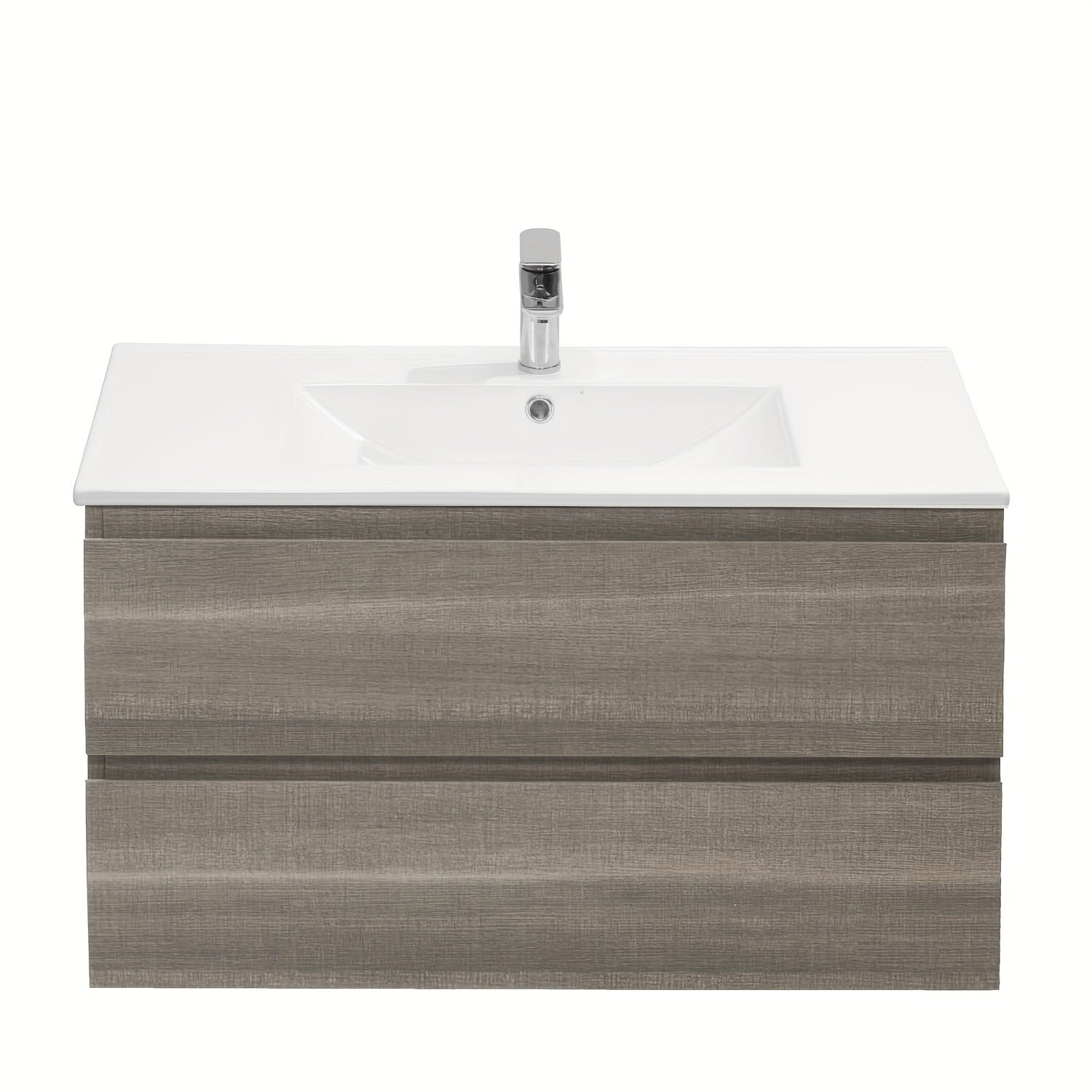 Bathroom Vanity Wall Mounted Floating Vanity Two Drawers Storage Cabinet With Ceramic Integrated Sink