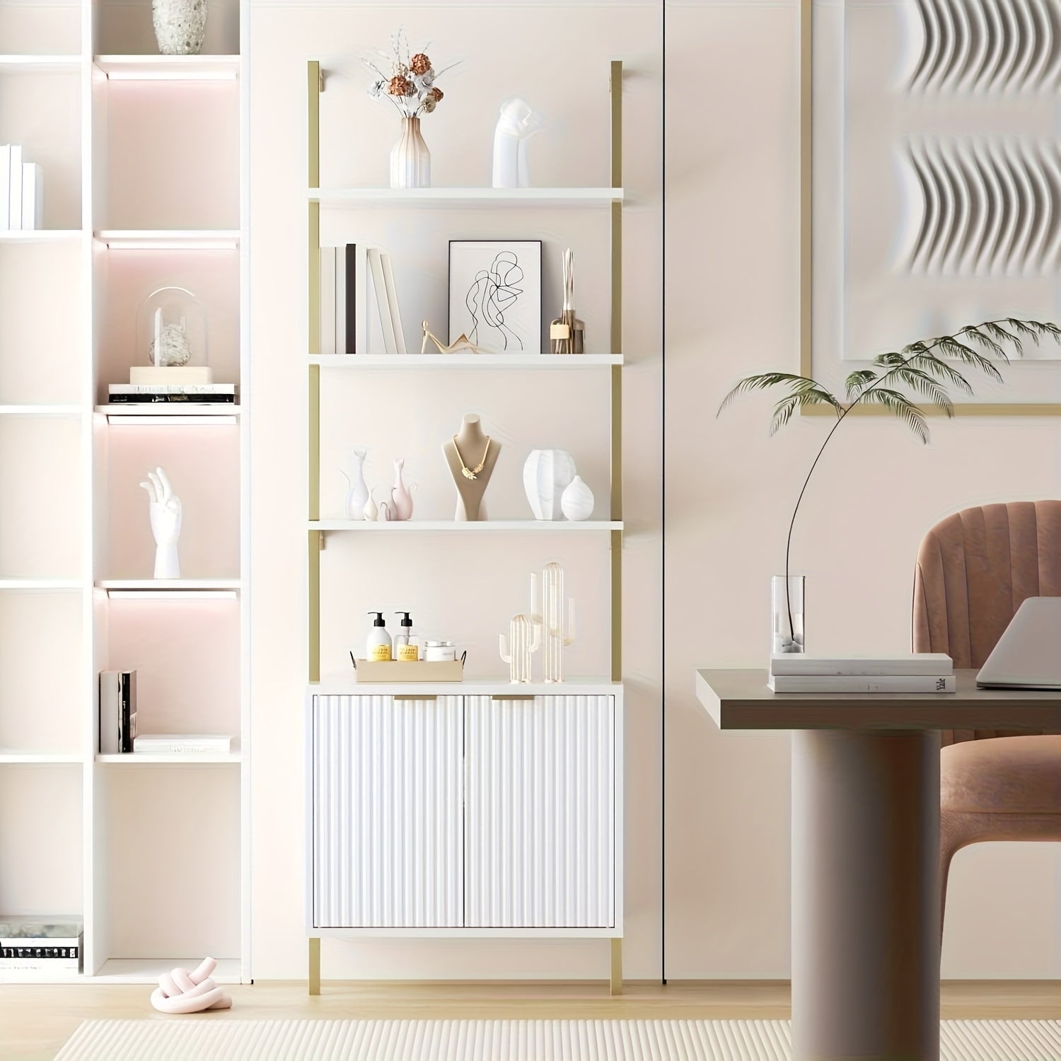 Modern Fluted Ladder Shelf 71\