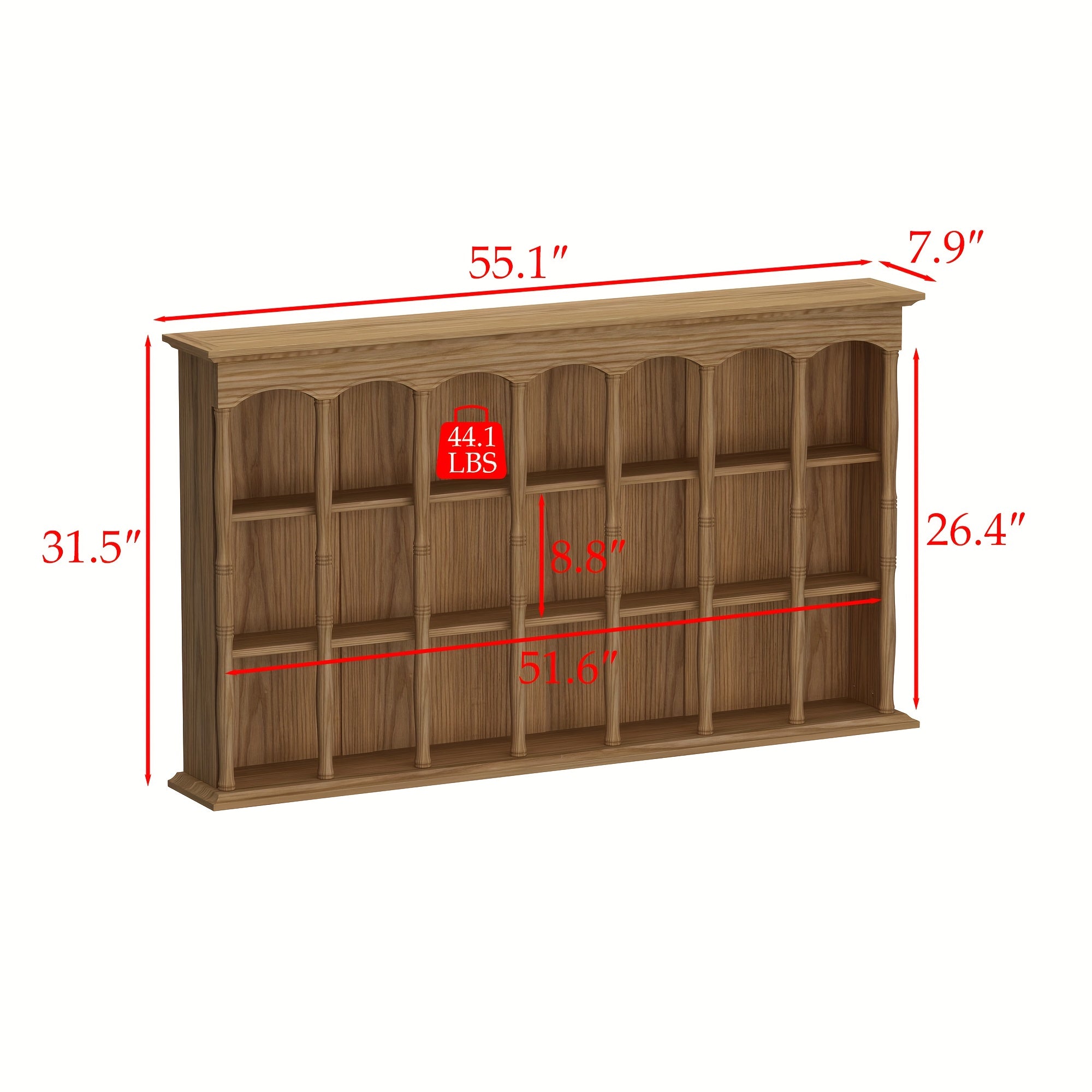 Wall-mounted Display Shelf With 3-tier Shelves, Space-Saving Kitchen Storage Shelf, Wall Cabinet For Kitchen, Dining Room & Living Room, Solid Pine And Hardwood Construction, Arched Trim, For Housewarming Gift, Easy To Assemble, Stylish Design