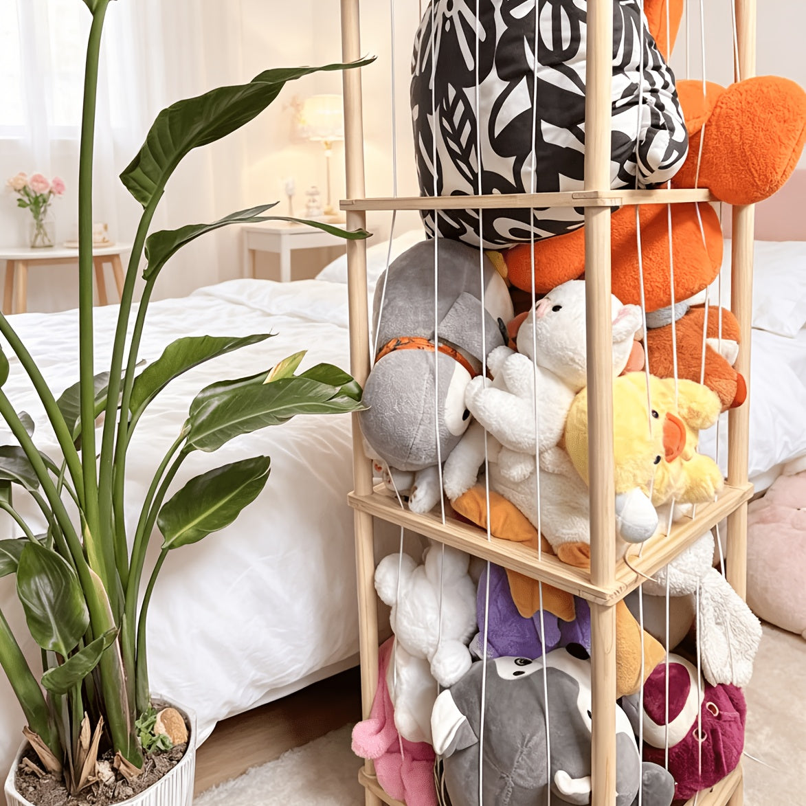 Wooden Storage Rack, Large Capacity Storage Shelf, Easy to Install & Space-Saving, Cute And Stylish Furniture for Home Organization, Suitable for Room, Bedroom & Living Room, Ideal for Home Gift, Utility Racks