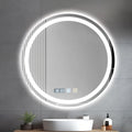 Luxury Round Smart Bathroom Mirror: Defogging, Anti-Fog, Dual Touch Control, Three Color Temperatures, Adjustable Brightness, Time Display