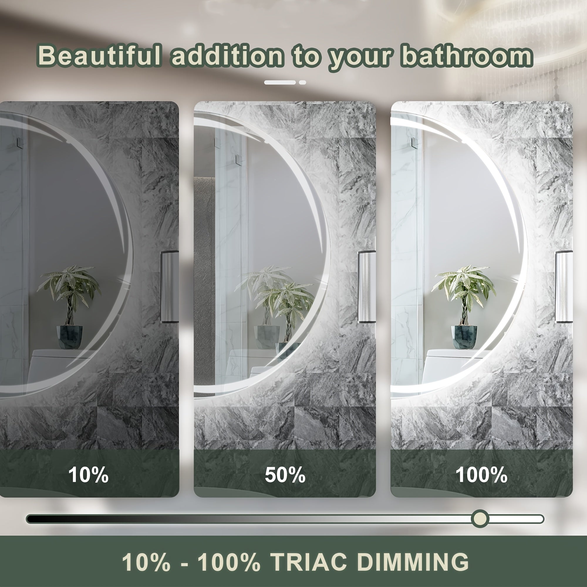 1pc LED Bathroom Mirror, Circular Mirror, with Dual Light Source 3 Lighting Modes Dimmable 3 Color Vanity Mirror Wall Mounted Horizontal Vertical